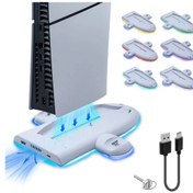 Resim Ps5 Slim & Ps5 Slim Dijital Uyumlu Rgb Işıklı Soğutucu Fanlı Şarj 