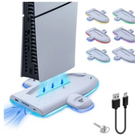 Resim Ps5 Slim & Ps5 Slim Dijital Uyumlu Rgb Işıklı Soğutucu Fanlı Şarj 