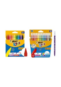 Resim Bic Kids 2'li Boya Seti - 12'li Keçeli Kalem ve Silinebilir Pastel Boya 