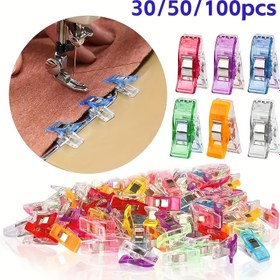 Resim 30/50/100 adet Çok Renkli Plastik Dikiş Klipsi Paslanmaz Çelik Baharlıklı - Dayanıklı Çok Fonksiyonlu Klipsler, Yorgan Dikiş, Kitap Bağlama ve El Sanatları Projeleri için, Çeşitli Renkler (Pembe, Mavi, Yeşil, Sarı, Turuncu, Mor), Dikiş Aksesuarları, Yorgan Malzemeleri, Canlı El Sanatları Malzemeleri, Metalik Baharlıklı Mekanizma 