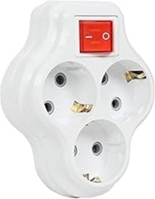 Resim Tuncel Store Timsal 3Lü Anahtarlı Golyat, Üçlü Topraklı Priz Duvar Tipi Çoklayıcı Fiş, 16A 250 Volt, 3600 Watt ( 
