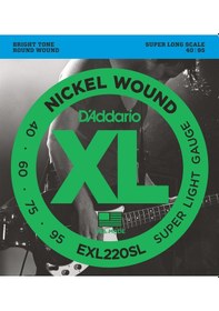 Resim D'addario Exl220sl Xl Nickel Serisi Bas Gitar Tel Seti Super Light - 40-95 - Super Long Scale 