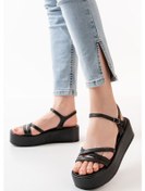 Resim Siyah Dolgu Kadın Sandalet Çok Renkli 