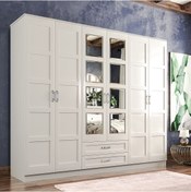 Resim Rabi Cemre Country Camlı 6 Kapaklı 2 Kapaklı Gardırop 