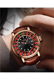 Resim LRS STORE LIGE Roulette Special Edition - Lüks Rose Gold Deri Kordonlu Erkek Kol Saati Rulet Saat 