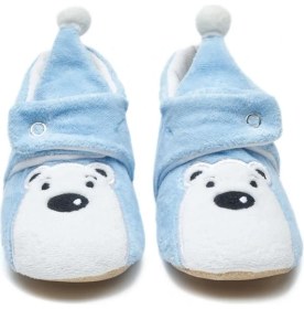 Resim First Step Kaydırmaz Kutup Ayısı Tabanlı Mavi Pamuk Astarlı Çıtçıtlı Panduf Erkek Çocuk İçin Kutup Ayısı Desenli 