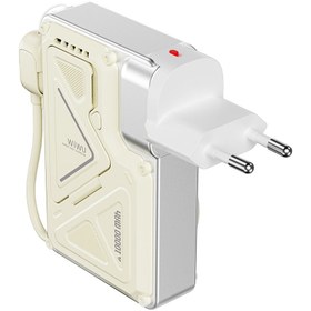 Resim Wiwu Wi-P057 Knight Serisi Taşınabilir Wireless Type-C ve Lightning Kablolu Standlı PD Powerbank 35W 10000mAh - Siyah 
