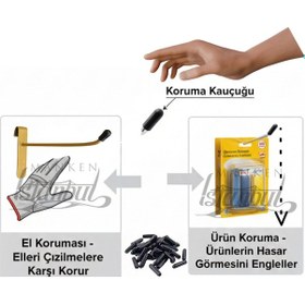 Resim Tel Pano Kancası Koruma Kauçuklu Gold 15 Cm Deluxe Raf Askısı Ekstra Güçlü 65 Adet Gold 