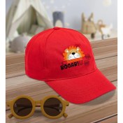 Resim BK Kids Roar Tasarımlı Kırmızı Cotton Çocuk Şapkası ve Sarı Çocuk Güneş Gözlüğü Hediye Seti 