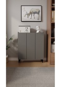 Resim İliana 3 Kapaklı 4 Raflı Çok Amaçlı Dolap, Banyo Dolabı, Mutfak Dolabı Antrasit Antrasit 