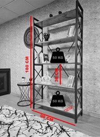 Resim Zafir Beyaz Boyalı Kitaplık - 5 Raflı Suntalem Lüks Kitaplık Beyaz Mermer 