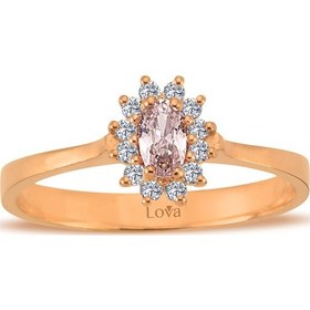 Resim Lova Pırlantalı Oval Morganit Anturaj Yüzük - 1070165 