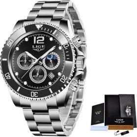 Resim Hanyang Gümüş Siyah 2022 Lıge Üst Marka Lüks Moda Dalgıç Erkek Izle Su Geçirmez Tarih Saatler Spor Saatler Erkek Kuvars Kol Saati Relogio Masculino (Yurt Dışından) 