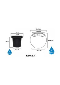 Resim So-kurs3 Küre Dekoratif Yuvarlak İç Kovalı Saksı 62 Lt Beyaz 3 Adet 