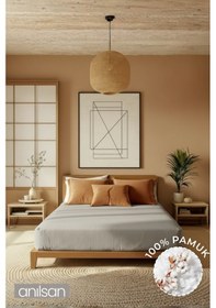 Resim Düz Taş Tek Kişilik Ranforce Çarşaf Seti %100 Pamuk Çarşaf+yastık Kılıfı Taş 