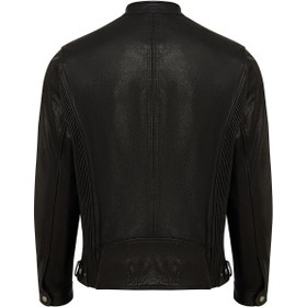Resim Towns Erkek Siyah Slim-fit Kısa Deri Ceket - Siyah / 3XL 