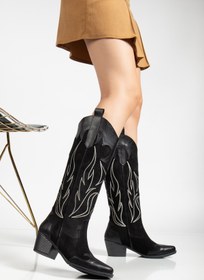 Resim MS SUGAR SHOES Sugar Kadın Siyah Nakışlı Kovboy Western Dallas Çizme 