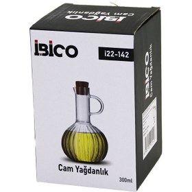 Resim MİNİ CAM YAĞDANLIK ÇİZGİLİ DESEN 300ML AHŞAP BAMBU MANTAR TIPA (5250) 