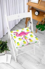 Resim RealHomes Ananaslar Ve Flamingo Tasarımlı Dijital Baskılı Modern Pofidik Sandalye Minderi 