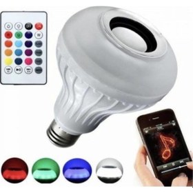 Resim Bluetooth Hoparlörlü Kumandalı Rgb Akıllı Led Ampul Rgb 