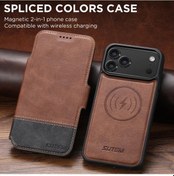 Resim Lumaworld Brown iPhone Uyumlu 16 Q06 İki Ton Bölmeli Çift Katmanlı Şarjlı Şok Emici Kılıf 