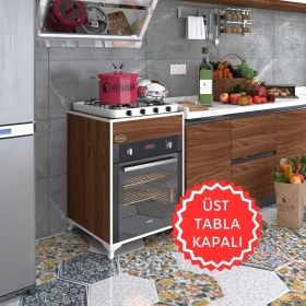 Resim Kenzlife ankastre modülü kabini lantanyum cvz fırın ocak dolabı sabit tabla ayaklı 