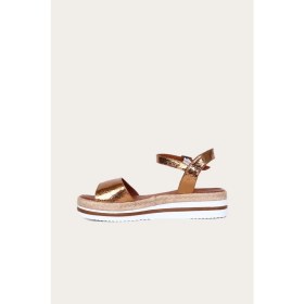 Resim Bueno Shoes Bronz Deri Kadın Düz Sandalet 
