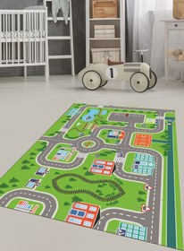 Resim EY HOME Trafik Yollu Arabalı Yıkanabilir Eğlendirici Çocuk Odası Oyun Halısı 