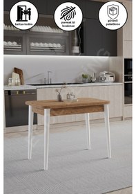 Resim Faymend Tek, Açılır, Döner, Mutfak Masası Takımı, Yemek Masası, Kapalı Ölçü: 75x80 Cm - Açık Ölçü: 80x150 Cm Atlantikçam 