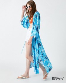 Resim Koton Desenli Kimono Turkuaz Desenli 1yak52888uw 