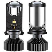 Resim Synodicmonth Y9 H4 Led Projektör Far Projektör Lens Fan Soğutmalı Otomobil Hi Lo Beam Ampul 