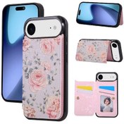 Resim İphone Uyumlu 17 İçin Çift Tokmalı Cüzdan Kılıfı Darbeye Dayanıklı Ayaklık Fotoğraf Yuvası Rfıd Engelleme Kart Tutucu 