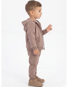 Resim Toontoy Kids Toontoy Erkek Çocuk 3'lü Eşofman Takımı Uzun Kollu Bisiklet Yaka Nakışlı T-shirt - Kapüşonlu Fermuarlı Hırka- Beli Paçası Lastikli Eşofman Altı 25044 Koyu Kahverengi 