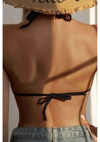 Resim Angelsin Siyah Boyundan Bağlamalı Üçgen Bikini Üstü Siyah 001 