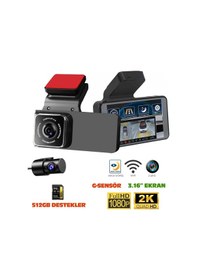 Resim Navimex Dvr-411 3.16" Araç İçi Kamerası Dvr Wi-fi Lcd Ekranlı Gece Görüşlü 2 Kameralı 2k+1k G-sensör 
