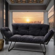 Resim Katlanır Yataklı Ikili Kanepe | Mekanizmalı Çekyat Koltuk | Açılır Kollar & Fonksiyonel Tasarım | Modern | Füme 