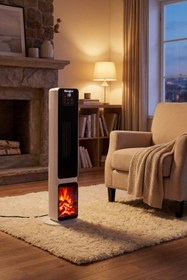 Resim Hoogar German 2701 L White OLED Şömineli Ekran Dijital Göstergeli Seramik Fanlı Hızlı Isıtıcı 