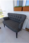 Resim Azra Aksesuar Ikili Balkon Koltugu - Kanepe - Keten Kumaş - Bekleme Koltugu- Gri 