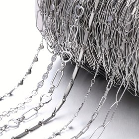 Resim 100.0 Cm Paslanmaz Çelik Zincir Bileklik Takı Yapımı DIY Kolye Bilezik El Sanatları Malzemeleri 