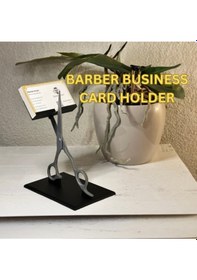 Resim Berber Kartvizitlik - Makas Tasarımlı İş Kartı Tutucu - 20 Cm Yükseklik -3d Baskı 