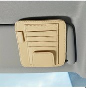 Resim Dashanshop Beige Ev Güneşlik Organizeri Suni Deri Gözlük Cebi Kart Klipsi Kalem Tutucu 