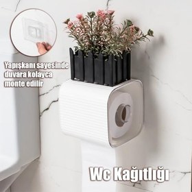 Resim Porsima Yapışkanlı Banyo Tuvalet Kağıtlığı Wc Peçetelik Kağıtlık Tutucu Tuvalet Kağıt Organizeri (Beyaz) 