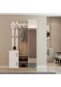 Resim Afillibebek Afilli Nova Kapaklı Aynalı Portmanto Vestiyer Tamamı Mdflam 