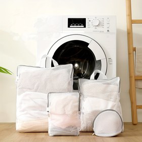 Resim 1 Adet 4 Boyutlu Fermuarlı Çamaşır Torbası - Güvenli Fermuar Kapatmalı Dayanıklı Polyester Depolama Organizatörleri, Çok Amaçlı Kullanım için Giysiler, Havlular, Yatak Örtüleri & Seyahat, Yer Tasarruflu Ev Düzenleme, Şeffaf Tasarım, Uzun Ömürlü Malzeme, Çamaşır Torbaları 
