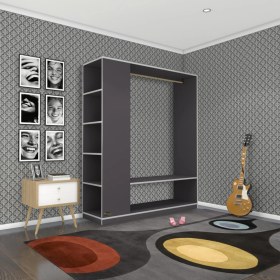Resim Kenzlife giysi dolabı abdullah 180*150*45 gri gardırop 