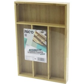Resim Neva Prime 4 Bölmeli Ahşap Bambu Kaşıklık 24X33CM (5361) 