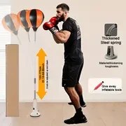 Resim Gym Boks Topu Seti - 1 Ayakta Duran Yumruk Torbası + Şişirme Aleti, Ayarlanabilir Ağır Hizmet Tipi Hız Torbası 129.54-175.26 cm Güçlü Emici Kapaklı, Yetişkin Ev Spor Antrenmanı, Reaksiyon Süresi ve Fitness için, Şık Spor Ekipmanları, Sağlam Yapı, Egzersizler için Özelleştirilebilir Yükseklik 