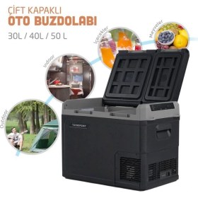 Resim Tecnopoint TC21-16 (12V/24V) 30L Araç Içi Çift Kapak Buzdolabı 