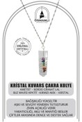 Resim OSMANLI DOĞAL TAŞ Kristal Kuvars Çakra Gümüş Kolye Ametist, Bordo Granat Lal, Buz Mavizi Apatit, Kırmızı Akik, Kristal 