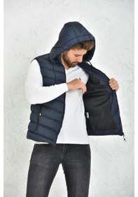 Resim Erkek Laci Çıkarılabilir Fermuarlı Kapüşon Şişme Yelek 